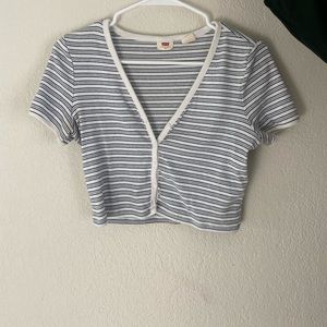 Levi’s buttoned striped shirt cropped